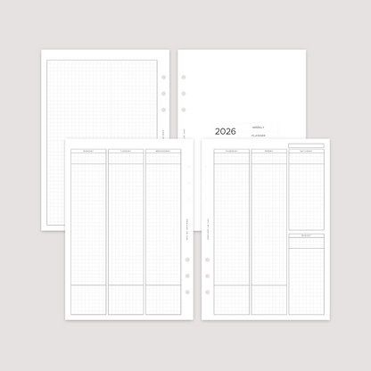 Undated - Week on 2 Pages - Vertical Grid - Planner Inserts