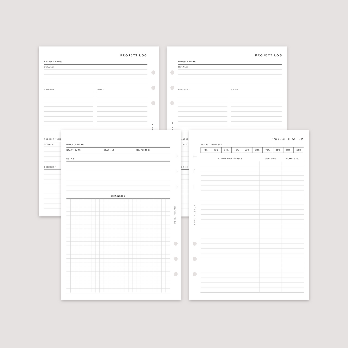 Papercraft Planner Project Tracker - Planner Inserts – Handmade Papercrafts By Anyang