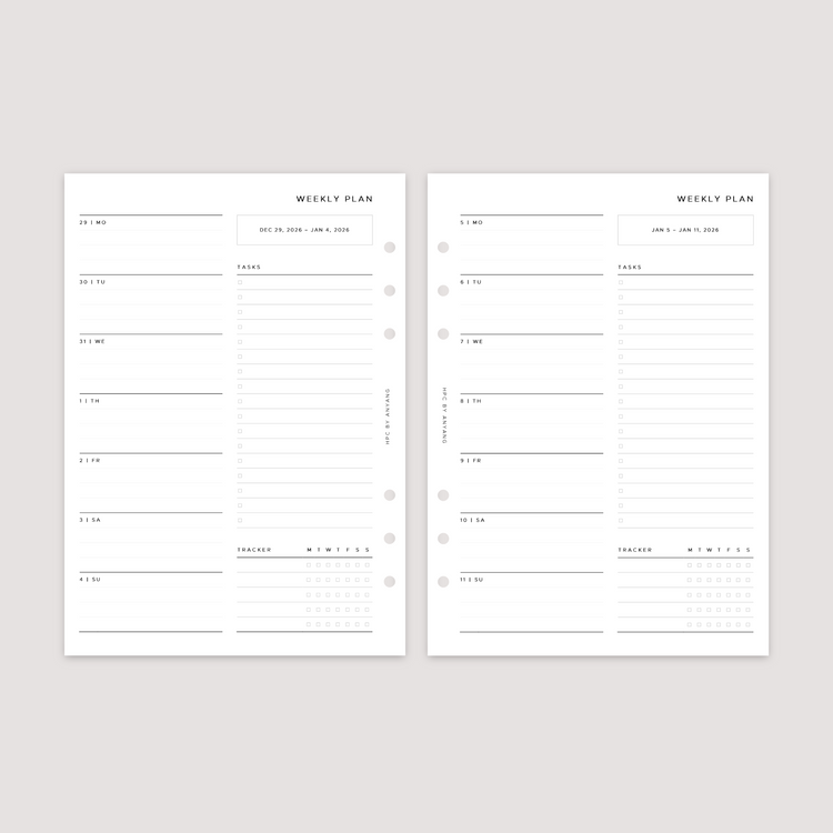 2026 Dated - Week on 1 Page - Planner Inserts