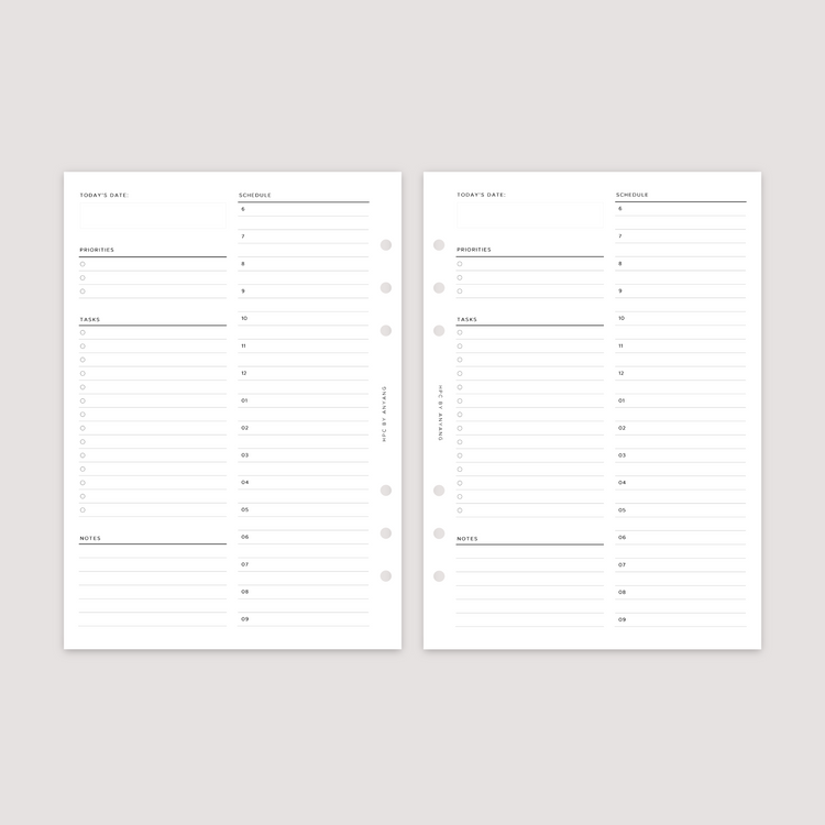 Undated - Daily - Hourly - Planner Inserts