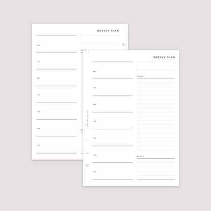 Undated - Week on 1 Page with notes - Planner Inserts