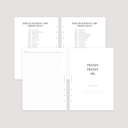 2026 Year Overview - Planner Inserts