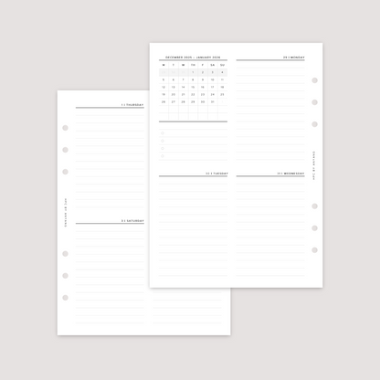 2026 Dated - Week on 2 Pages - Vertical - Planner Inserts