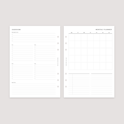 Undated - Month on 1 Page - Planner Inserts