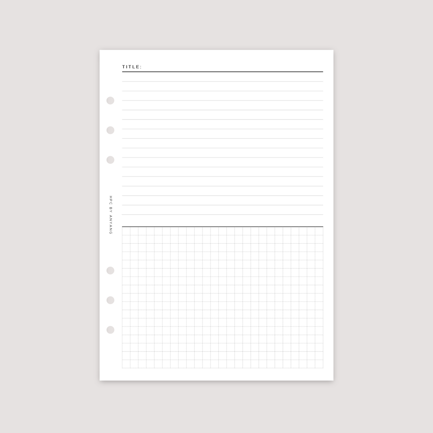 Notes - Lined and Grid Combined - Planner Inserts