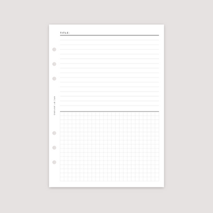 Notes - Lined and Grid Combined - Planner Inserts