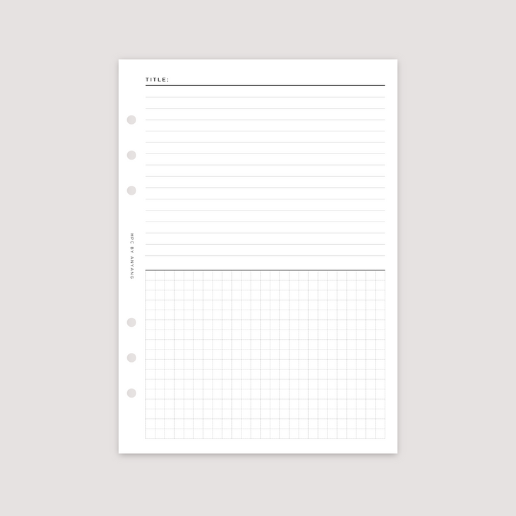 Notes - Lined and Grid Combined - Planner Inserts
