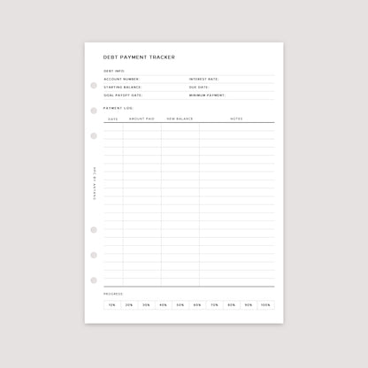 Debt Payment Tracker – Planner Inserts