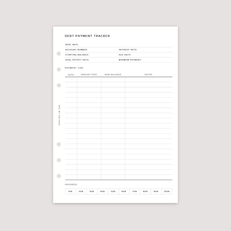 Debt Payment Tracker – Planner Inserts