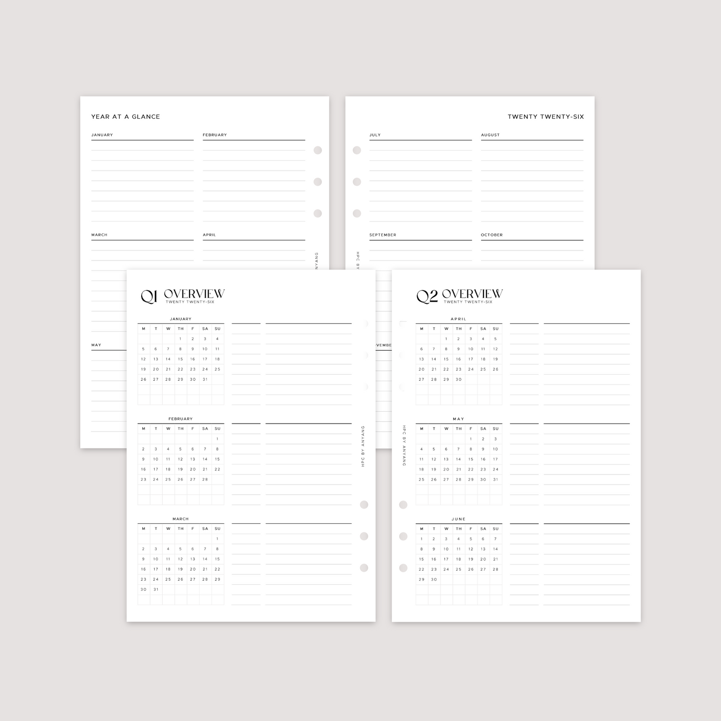 2026 Year Overview - Planner Inserts