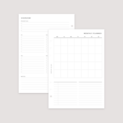 Undated - Month on 1 Page - Planner Inserts