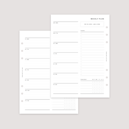 2026 Dated - Week on 1 Page - Planner Inserts