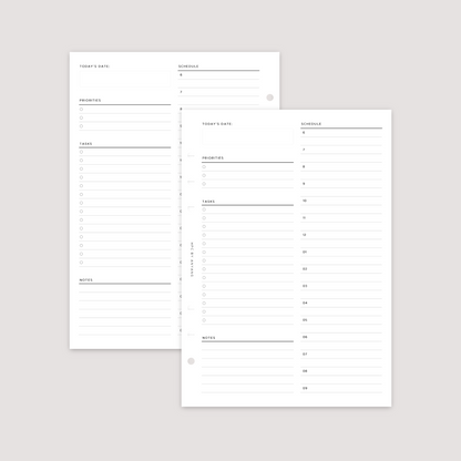 Undated - Daily - Hourly - Planner Inserts