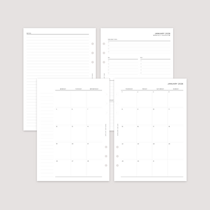 2026 Dated - Month on 2 Pages - Planner Inserts
