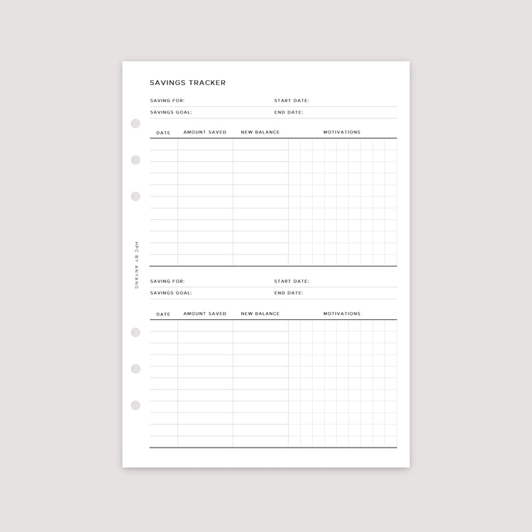 Savings Tracker – Planner Inserts