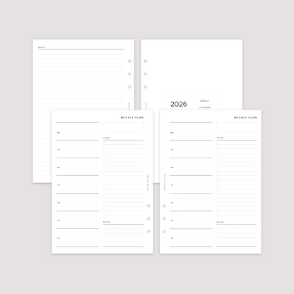 Undated - Week on 1 Page with notes - Planner Inserts