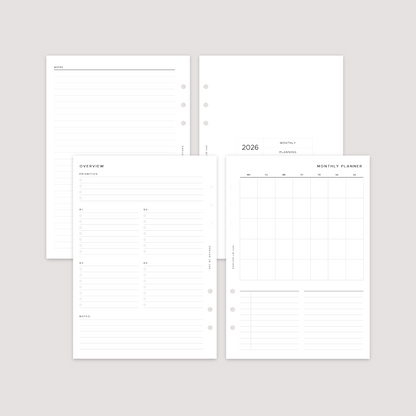 Undated - Month on 1 Page - Planner Inserts