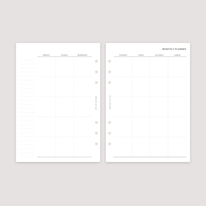 Undated - Month on 2 Pages - Planner Inserts