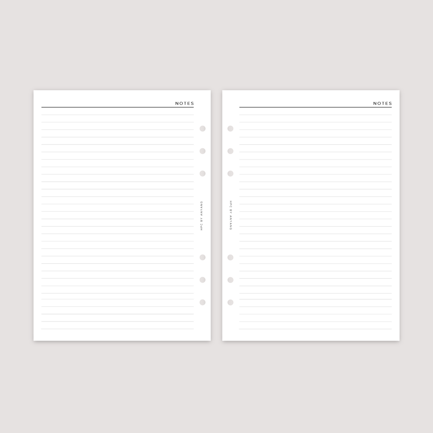 Notes - Lined - Planner Inserts
