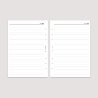 Notes - Lined - Planner Inserts