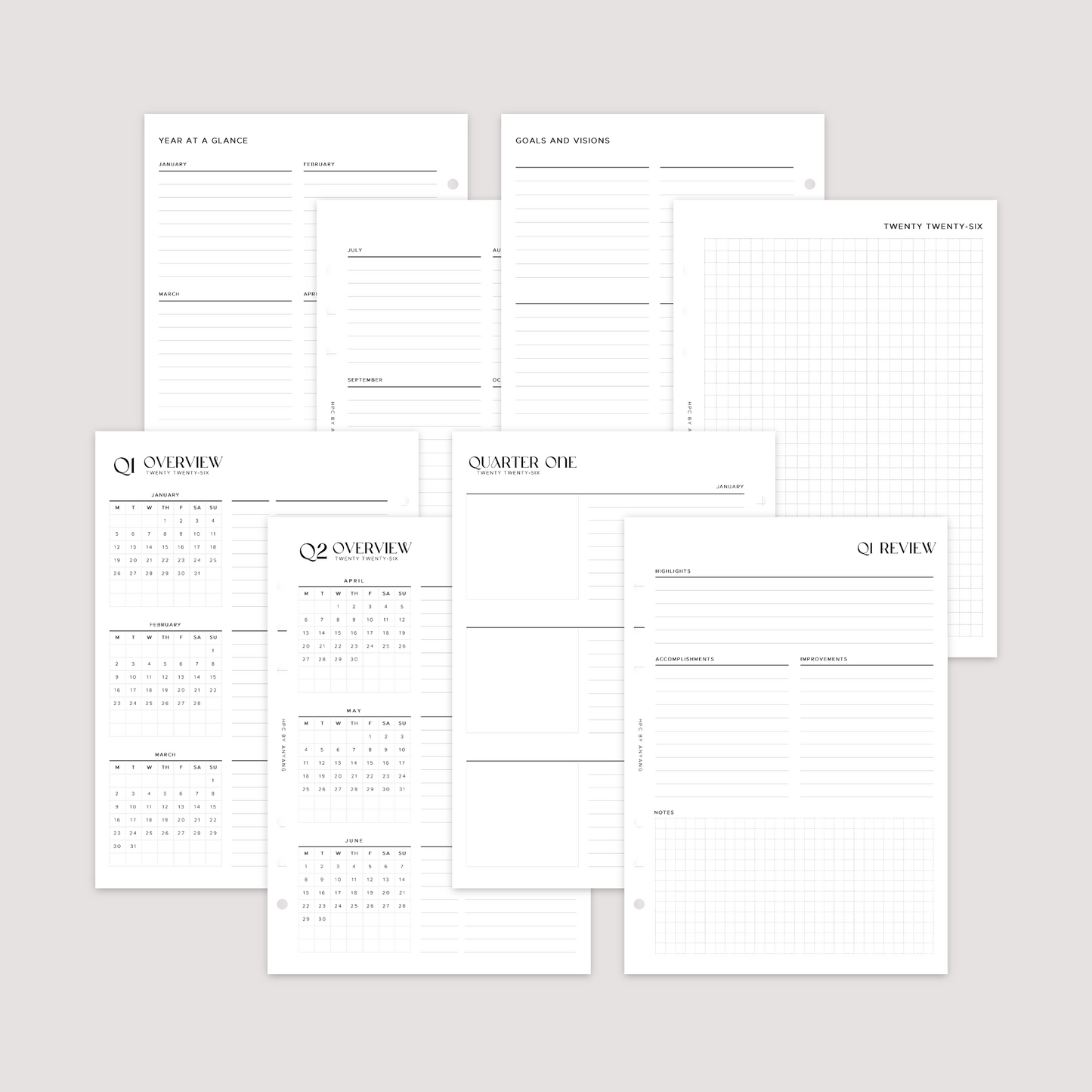 2026 Year Overview - Planner Inserts