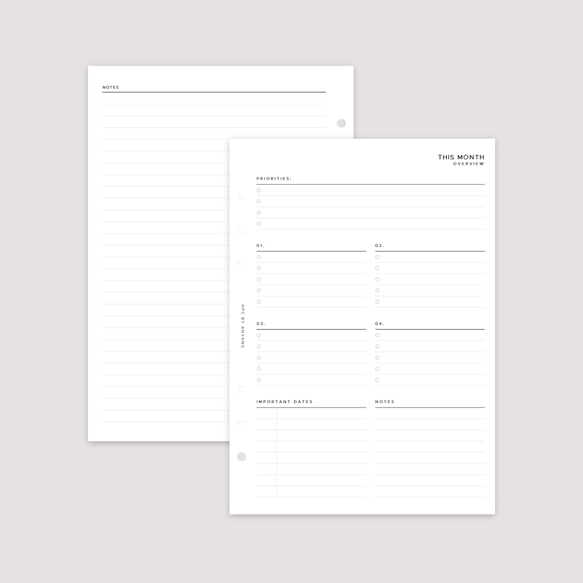 Papercraft Planner Undated - Month on 2 Pages - Planner Inserts – Handmade Papercrafts By ...