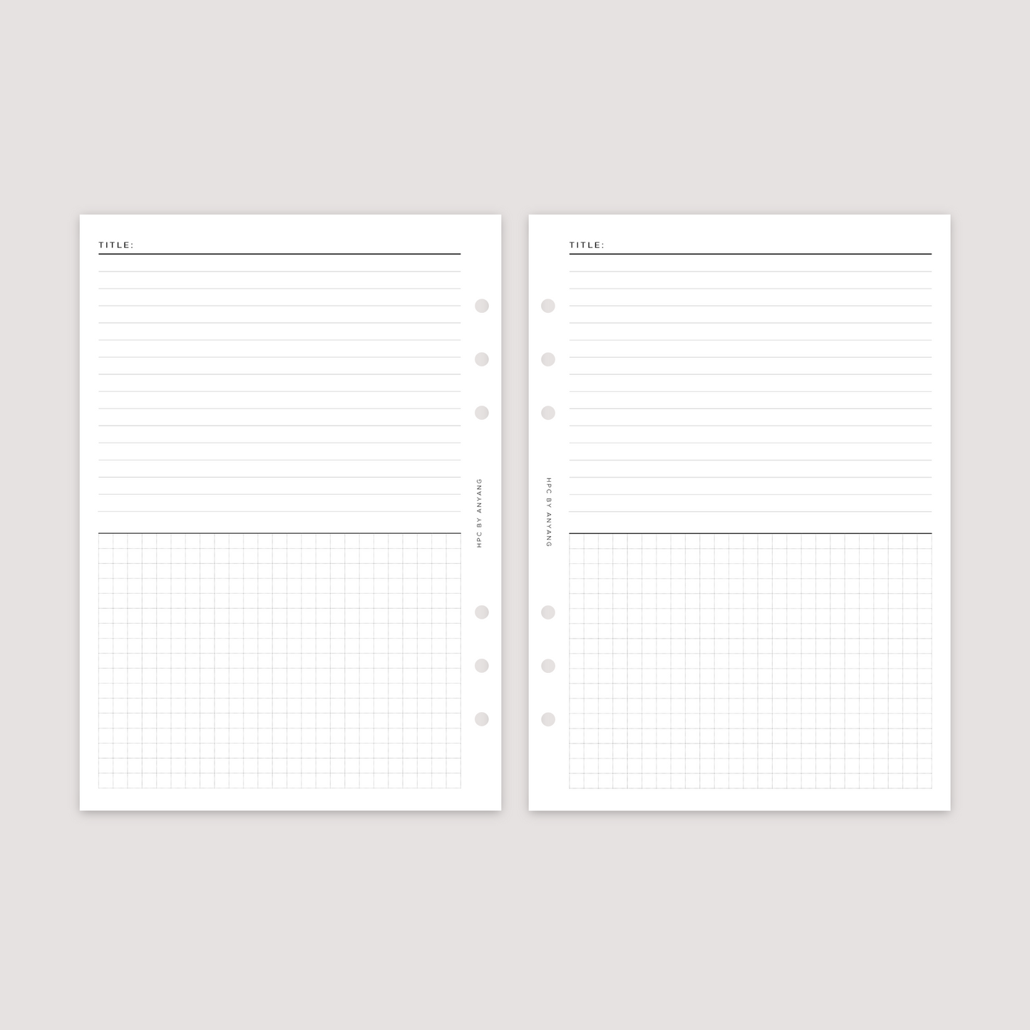 Notes - Lined and Grid Combined - Planner Inserts