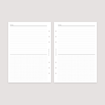 Notes - Lined and Grid Combined - Planner Inserts