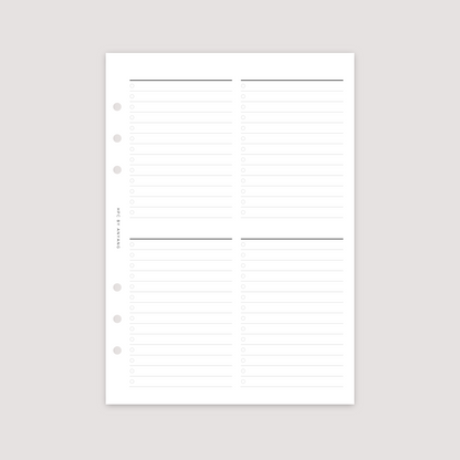 List - 4 Column - Planner Inserts