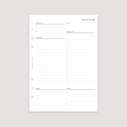 Undated - Daily - Blank Schedule - Planner Inserts