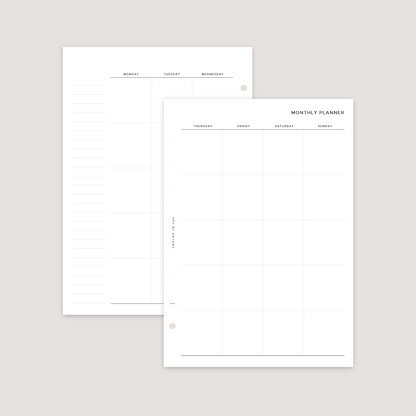 Undated - Month on 2 Pages - Planner Inserts