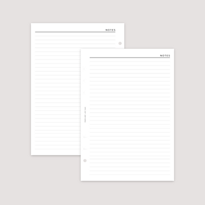 Notes - Lined - Planner Inserts