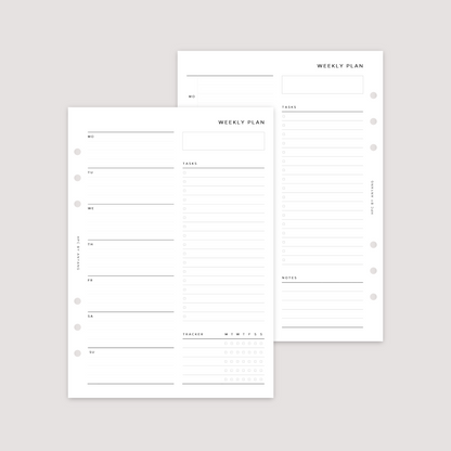 Undated - Week on 1 Page with tracker - Planner Inserts