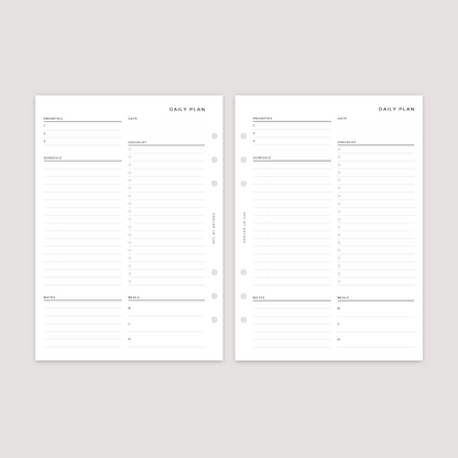 Undated - Daily - Blank Schedule - Planner Inserts