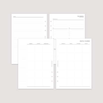 Undated - Month on 2 Pages - Planner Inserts