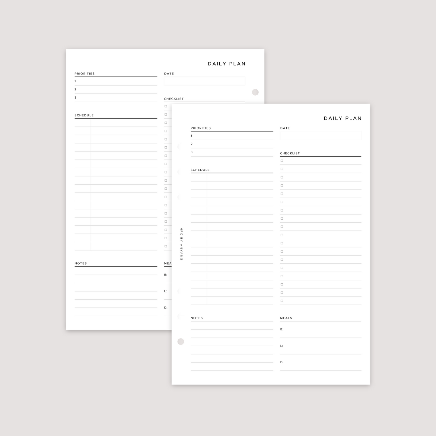 Undated - Daily - Blank Schedule - Planner Inserts