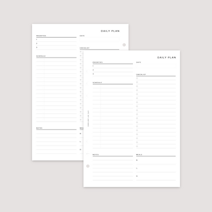 Undated - Daily - Blank Schedule - Planner Inserts