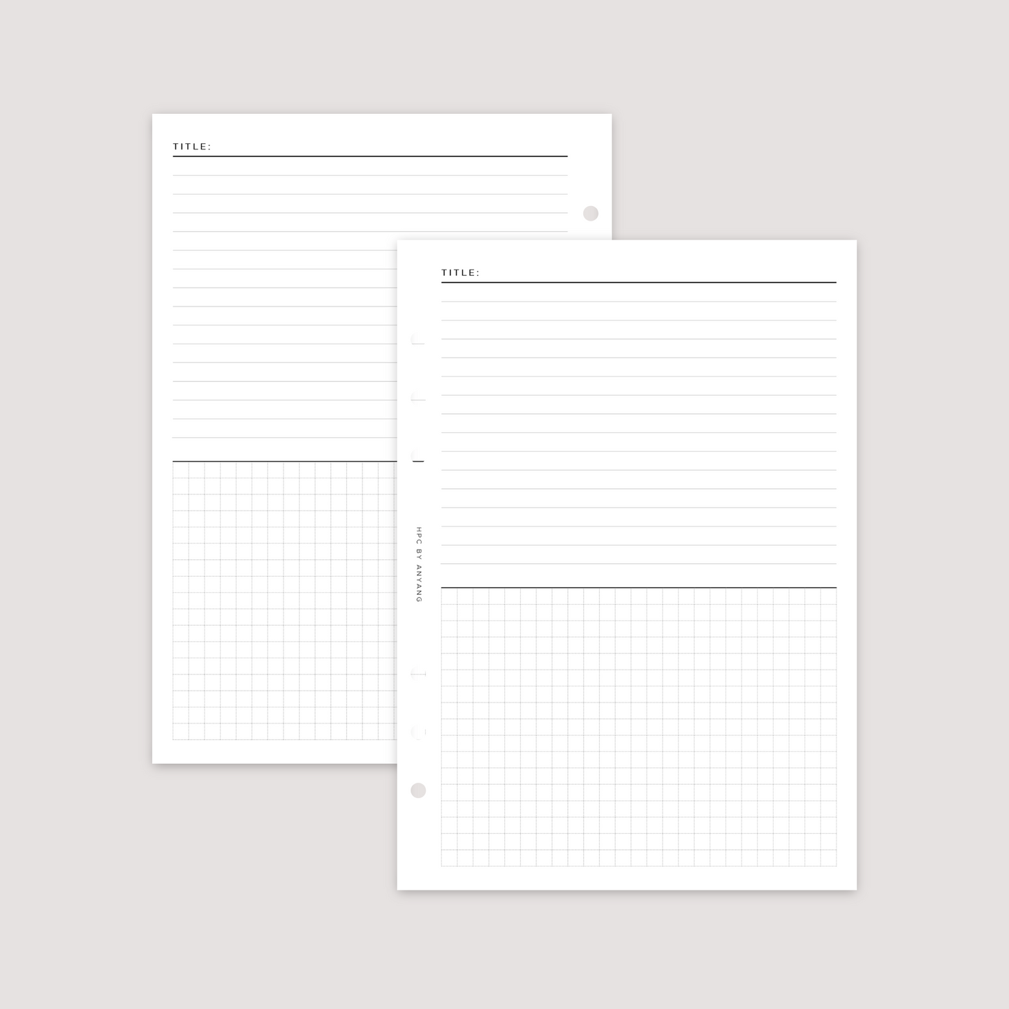 Notes - Lined and Grid Combined - Planner Inserts