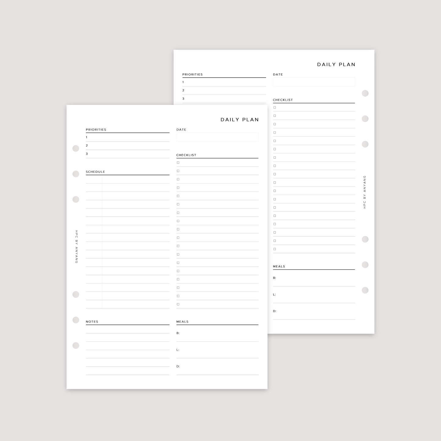 Undated - Daily - Blank Schedule - Planner Inserts