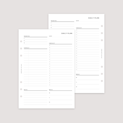 Undated - Daily - Blank Schedule - Planner Inserts